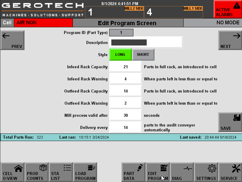 HMI edit program screen